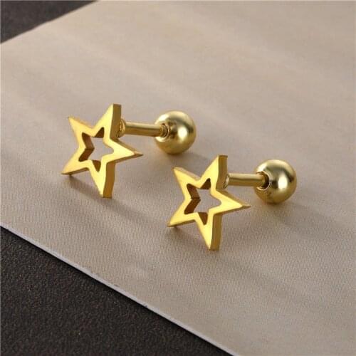 Clear Cubic Circles Star Triangle Shapes Stainless Steel Stud Ear Ring Tragus Cartilage Helix Ear Studs Ear Piercing Jewelry