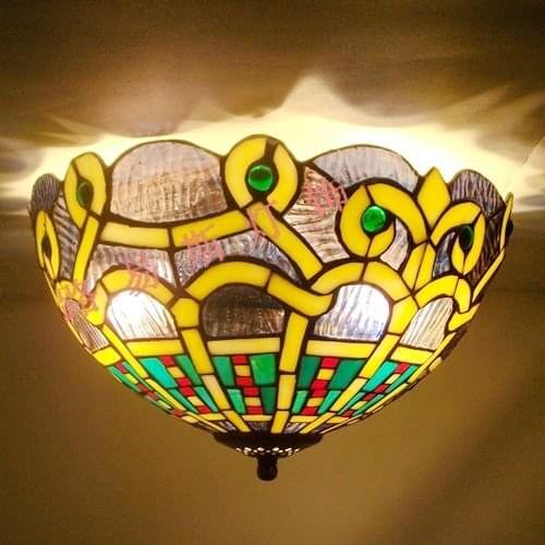 Factory direct 12-inch retro nostalgia ceiling lamps Tiffany the the children room balcony lamps welding glass lighting