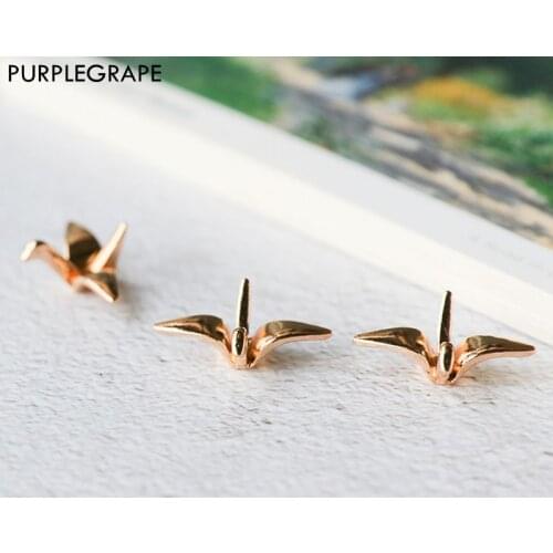 PURPLEGRAPE Japanese temperament exquisite color alloy thousand paper crane pendant DIY handmade earrings accessories materials