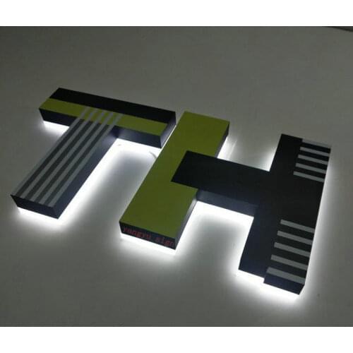 Advertising stainless steel led backlit signs company 3D logo