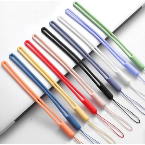 100pcs Short Silicone Cell Phone Lanyard Holder Phone Wrist Straps Lanyards Keychain strap ID Card USB Badge Cord Hanging Rope