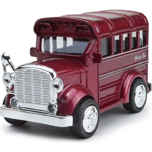 Retro school bus alloy sound and light recovery model childrens toy car Pull Back Flashing Sound Kids Toys birthday gift 1:43