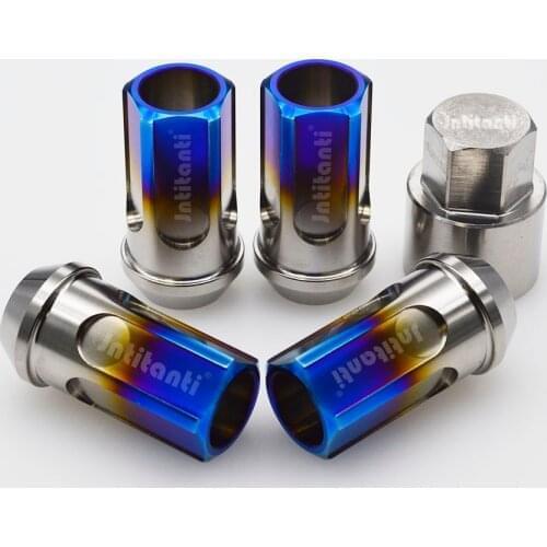 Silver M14*1.5*45mm high strength Gr5 titanium anti-theft lug nut with open end