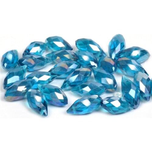 Peacock Blue 5*7mm Waterdrop Faceted crystal glass beads Teardrop glass plating beads for jewelry making bracelet DIY