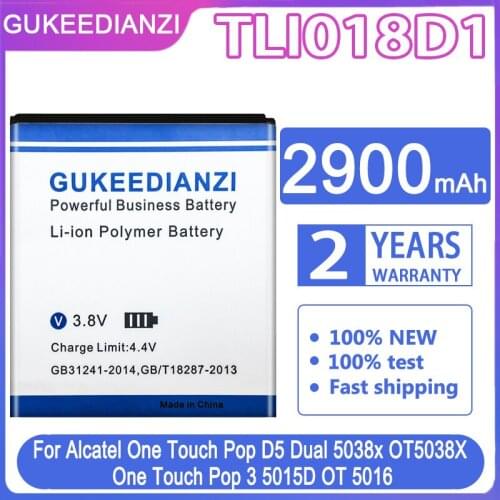 GUKEEDIANZI Replacement Battery TLI018D1 2900mAh For Alcatel One Touch Pop D5 Dual 5038x OT5038X Pop 3 5015D OT 5016 Pop3