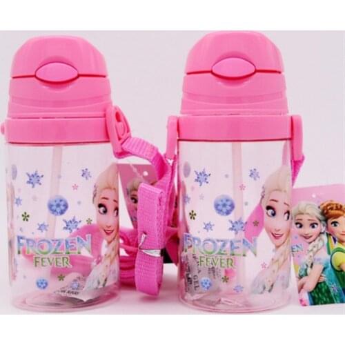 1pcs 350ml Disney princess Cartoon creative Lanyard straw cup back kettle leakproof cup kettle water bottle girl boy baby cup