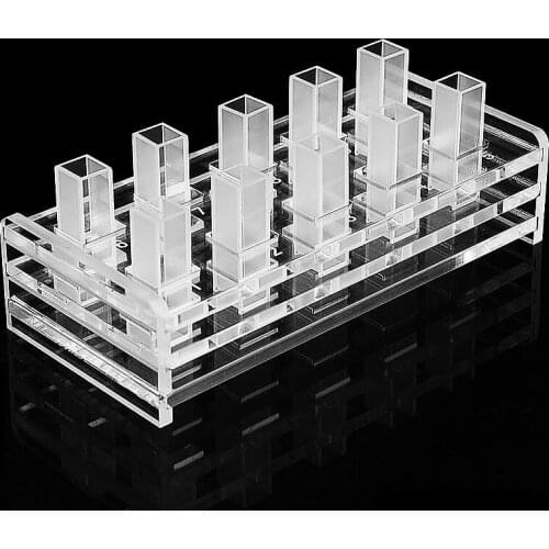 Plexiglass Cuvette Stand Universal Trasparent Cuvette Rack Suitable For Cuvette ( Liquid Sample Cell) Light Path 10 mm 10 Well