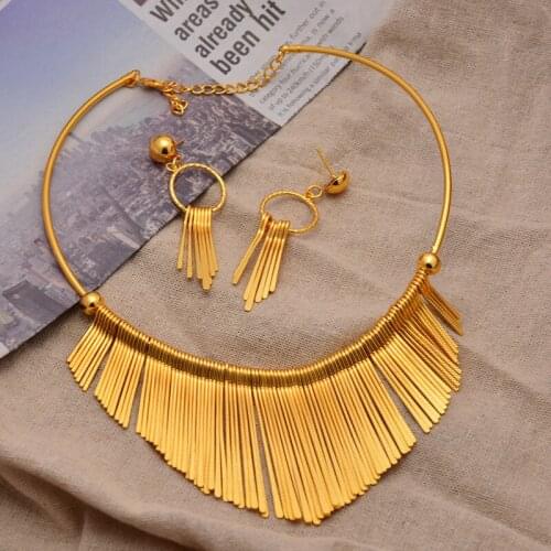 Ethiopian Wedding jewelry sets Necklace Earring Gold gifts for women Dubai African Eritrea bridal wedding Bride Mom gift gift