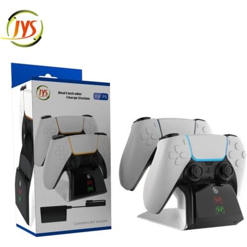 LED Indicator Fast Charging Dual Slot Dock Charger Station Stand Base Power Supply & AC Adapter for PS5 Wireless Game Controller