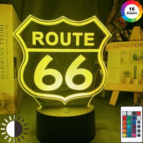 Route 66 Led Night Light for Home Decoration Gadget Will Rogers Highway Kids Bedroom Nightlight Mother Road Table Lamp Gift