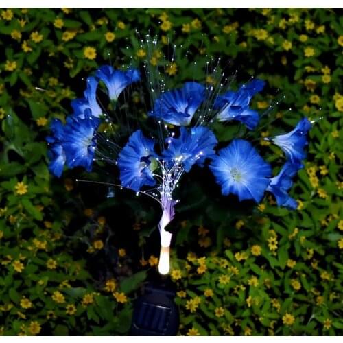 Morning Glory Solar Led Light Outdoor Waterproof Optical Fibe Flower Garden Lights Decorative Yard Patio Street Decor Lighting