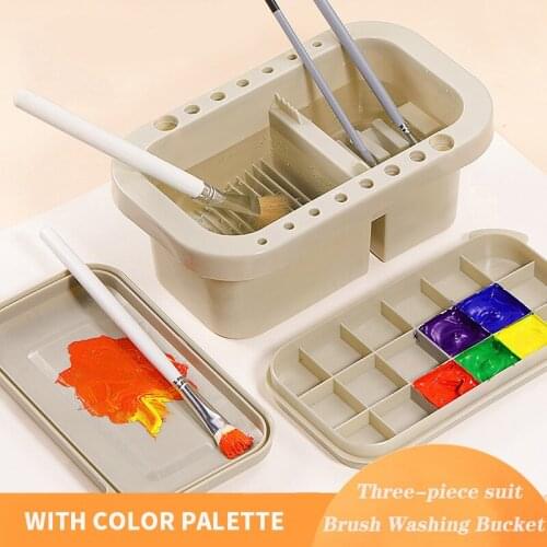 Brush Washing Bucket Multifunction Pen Barrel Brush Washer with Art Palette Brush Holder Art Supplies Brush Washing Tool