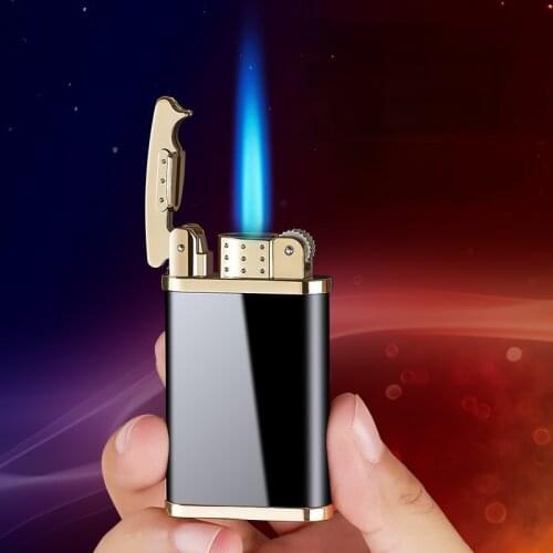 Straight Into The Lighter Windproof Metal Inflatable Blue Flame Point Cigar Smoking Accessories for Weed Tobacco Accessories