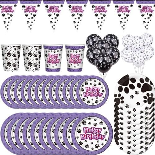 Paw print dog party balloon latex balloon kids birthday gift tableware plate paper cup baby shower party toy decoration