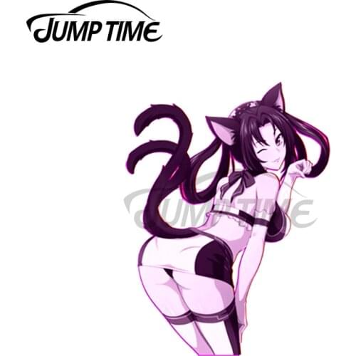 Jump Time 13 x 8cm High School DxD Kuroka Hentai Anime Girl Car Stickers and Decals Vinyl Car Wrap Auto Bumper Car Styling Decor