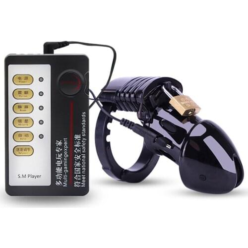Adult Electric shock Penis Cage Toy Chastity Belt Plastic Penis Ring Male Chastity Devices Penis Lock Cock Cage Sex Toys For Men