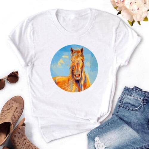 Animal Horse Print Personalise Women t shirt Summer Holiday Casual Tops Tees 5 colors Short Sleeve O-Neck Female t-shirts