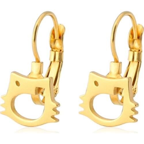 Gold Silver Color Cute Animal Top Quality Ear Clip For Women Stainless Steel Stud Earrings Girls Non Piercing Fashion Jewelry