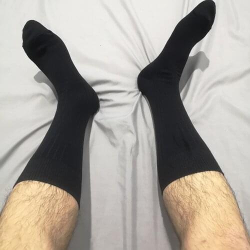 1Pair Cotton Solid Color Sexy Mens Black Navy Dress Socks Drawstring Long Tube Middle Tube Sport Suit Formal Socks Stockings