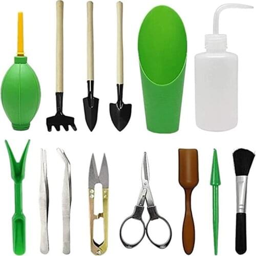 14pcs Mini Garden Hand Tools Transplanting Outdoor Bonsai Tools Planting Flower Succulent Miniature Gardening Tools