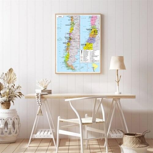 42*59cm Transportation Map of The Chile Political Map In French Small Poster Canvas Painting Travel School Supplies Home Decor