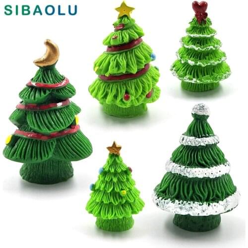 5pcs Christmas Tree decorations for home decor miniature fairy garden accessories modern figurine ornaments Resin craft toys
