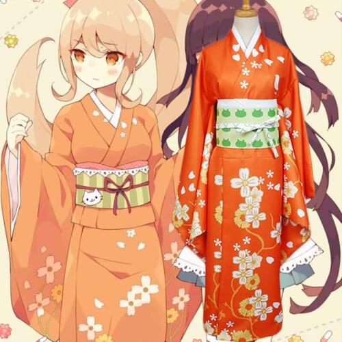 5pcs Super Danganronpa 2 Cosplay Costume Hiyoko Saionji Kimono Costume Anime Halloween Carnival Women Girls Dress Suit C145K236