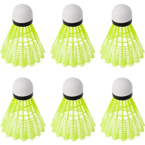 6pcs Train Gym Fitness Yellow Nylon Shuttlecocks Badminton Ball Sport Durable E56D