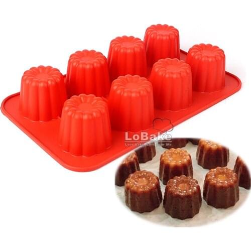 8 cavities 90ml fluted flower cup shape canele silicone cake mold chocolate fondant pudding jelly ice cube molds DIY bakery tool