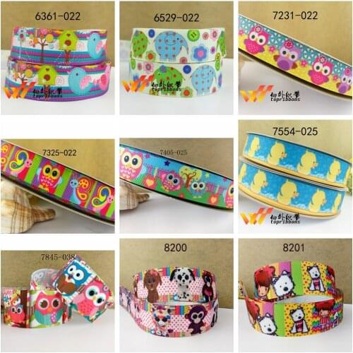 Free shipping 10 yards cartoon printed grosgrain ribbon 6361