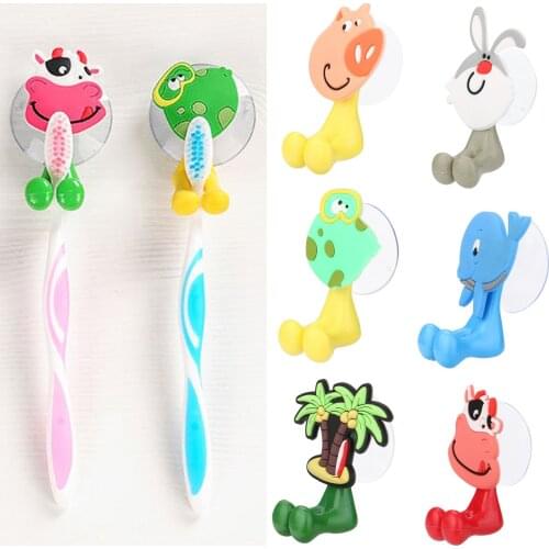 CartoonAnimalCuteSuckerToothbrushBathroomHooksWallHolderSuctionCupBathroomNewest3dWallSuctionHolderTool #40