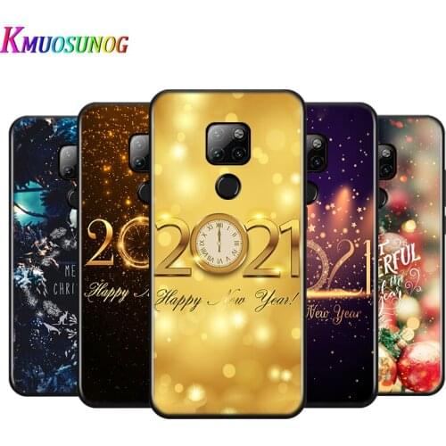 Christmas happy New Year For Huawei Y9A Y8P 2020 Y8S Y7A Y9 Y7P Y5P Y9 Y7 Y6 Y5 Prime Pro 2019 2018 2017 Black Phone Case