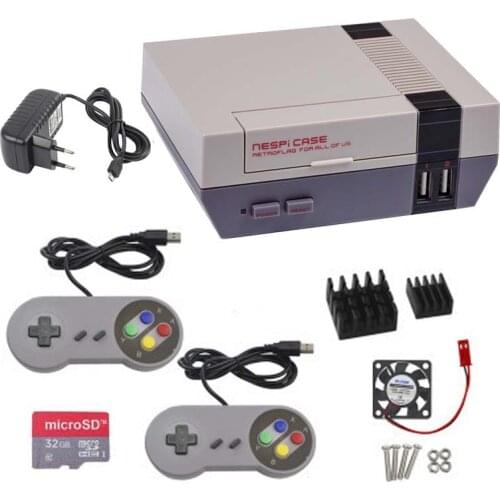NESPi CASE Retroflag Box + Fan + 16/32G SD Card +heat sink+ Game Pad Controller+5V 3A power for Raspberry pi 3B