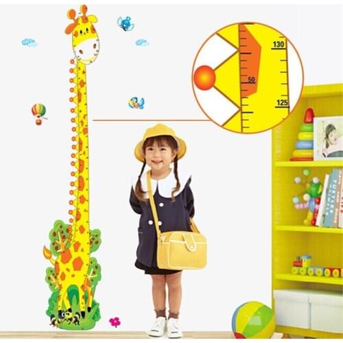 Children Height Measurement Stickers Cute Cartoon Giraffe Wall Sticker Baby Growth Record Decals Bedroom Decor PVC DIY Murals