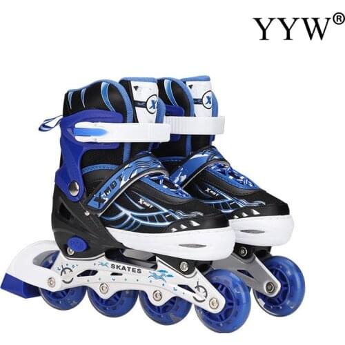 Kids Inline Skates Roller Skating Rollers Outdoor Beginner 4 Wheels Abec-5 With Tail Brake Boys Girls Unisex Wheels Shoes
