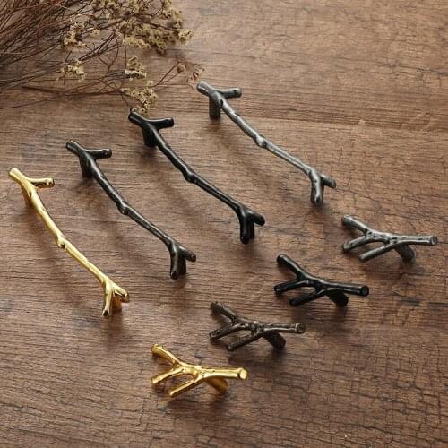 Pulls Hardware Fashion Tree Branch Furniture Handle 96mm 128mm Black Silver Bronze Kitchen Cabinet Handles Drawer Knobs Door