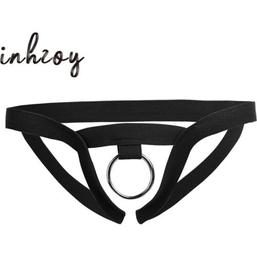 Hot Sexy Men Erotic Underwear Lingerie Crotchless G-string Bikini Underpants with Cock O-Ring Adult Male Gay Thongs Panties