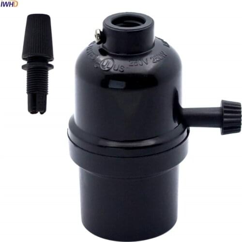 IWHD Plastic Fitting E27 Lamp Holder For Light Bulb With Switch 110-220V Douille Soquete E27 Socket Retro Vintage UL CE