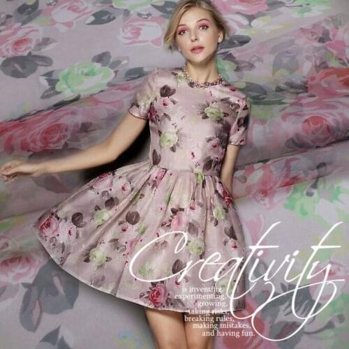 Summer printed silk organza yarn fabric breathable silk fabric for dress tulle fabric natural silk fabric wholesale silk cloth