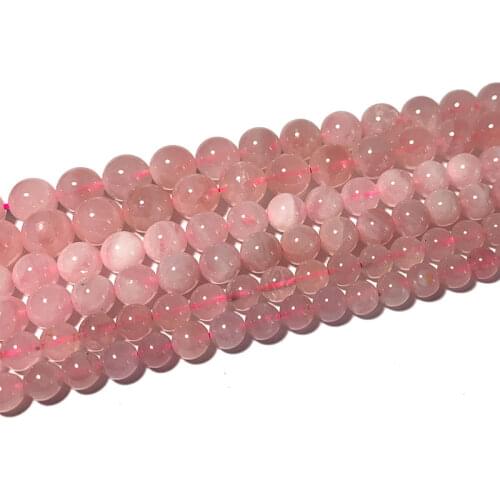 LUOMANXIARI Rose Quartz Round Stone Beads AAA 100% Natural Pink Color Untreated For Jewelry Making DIY Bracelet 6/8/10MM 15