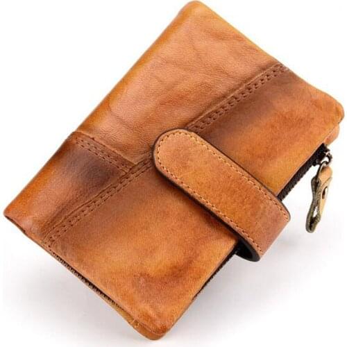 Men fashion Brand Trend Men Genuine Cowhide Leather Small Wallet Design Coin Pocket Cash Card Holder Money Bag