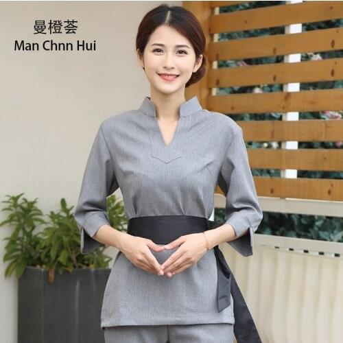 New beauty uniforms womens salon overalls SPA technician clothing foot pedicure health club foot bath beautician work uniform
