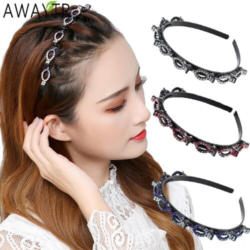 Non-Slip Alice Hairband Rhinestone Headband Women Hair Bands Hoop Claws Clips Double Bangs Hairstyle Hairpin Hair Accessories