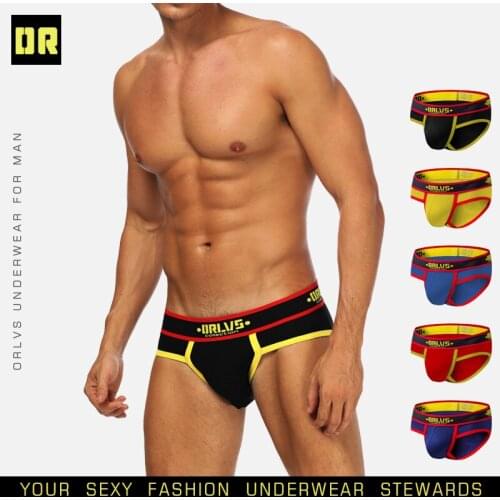 ORLVS Mens Sexy Underwear Briefs Fashion Cotton Comfortable U Convex Underpants Lingerie Male Panties Calzoncillo Hombre OR175