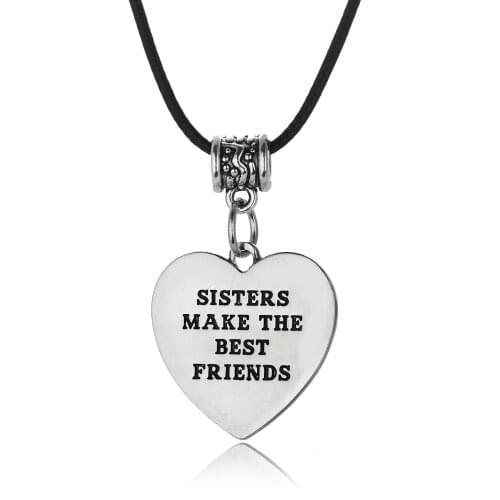 Sisters Make The Best Friends Family Friends Bitches Freidnship Necklaces Heart Pendants Party Birthday Gift Women BFF Charm