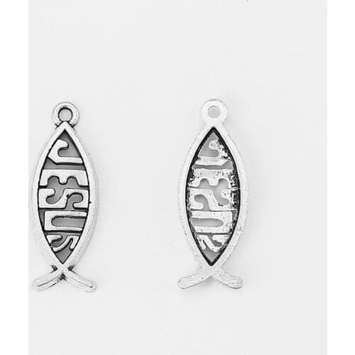 20pcs Ichthys Ichtus Jesus Fish Charms Pendant For Bracelet Necklace Jewelry Making Accessories 27*10mm