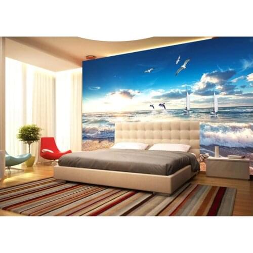 Custom photo wallpapers 3d murals wallpaper for walls Sea beach, seagull, fresh sea murals background wall papers home decor