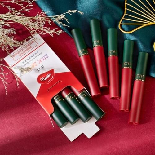 4 Colors Cigarette Tube Lipstick Matte Waterproof Not Fade Long Lasting Velvet Red Lip Gloss Easy To Wear Natural Lip Tint TSLM1