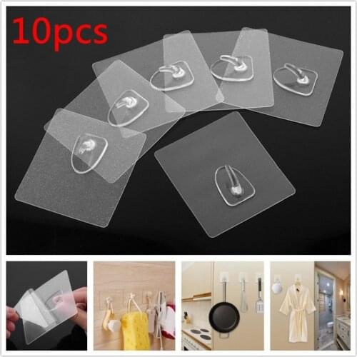 10Pcs/set Home Kitchen Hooks Strong Transparent Suction Cup Sucker Wall Hooks Hanger For Kitchen Bathroom Hooks