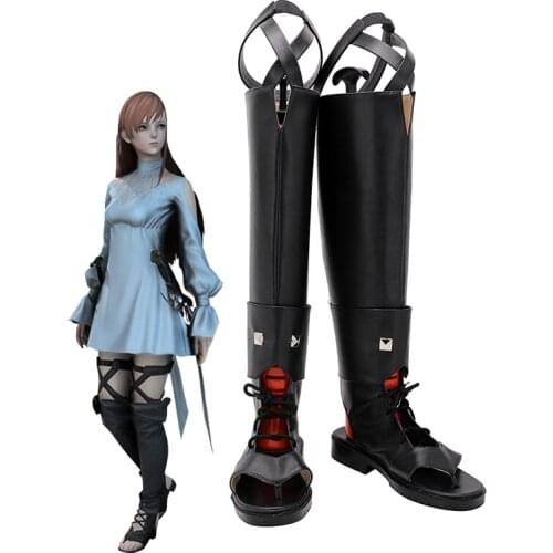 Final Fantasy XIV FF14 Minfilia Warde Cosplay Boots Black Leather Shoes Halloween Carnival Accessories Custom Made